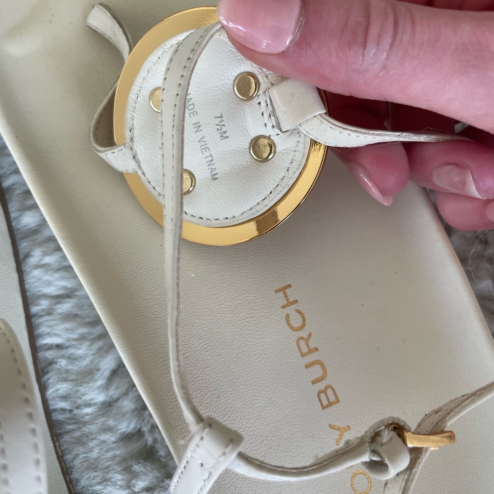 Tory Burch White Sandals with Gold Discs - Picture 3 of 4